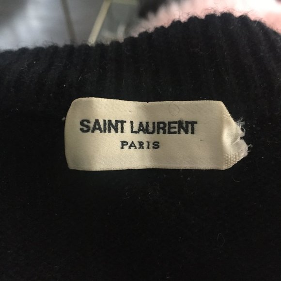 Yves Saint Laurent Cashmere V-neck with distressed silver studs. - Picture 3 of 7